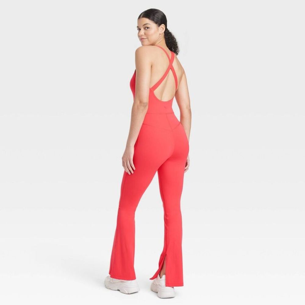 JoyLab Coral Red Fitted Racerback Jumpsuit - Picture 2 of 3